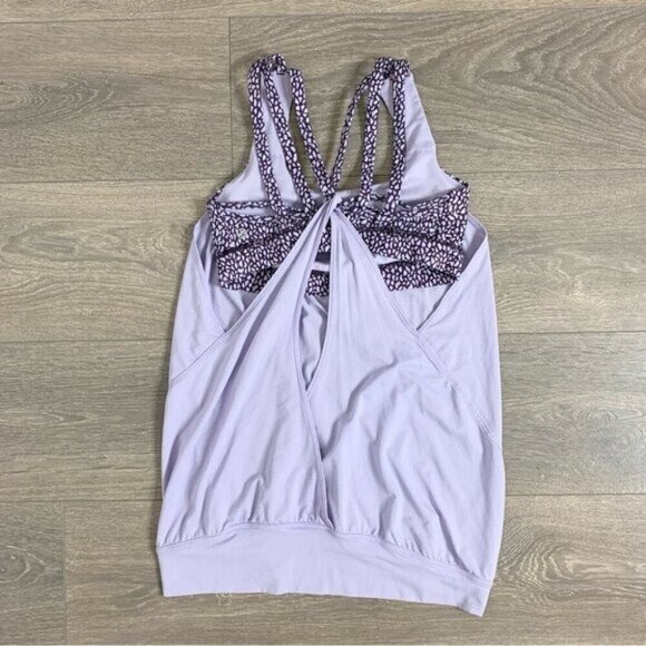 Lululemon Nouveau Limits Tank Top Lilac Miss Mosaic Lilac Deep Zinfandel Size 4 - Picture 10 of 16